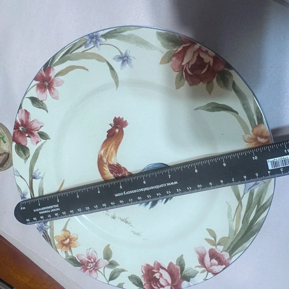 Coventry Spring Rooster Dinner Plate Single Stoneware Farmhouse Floral 10.5